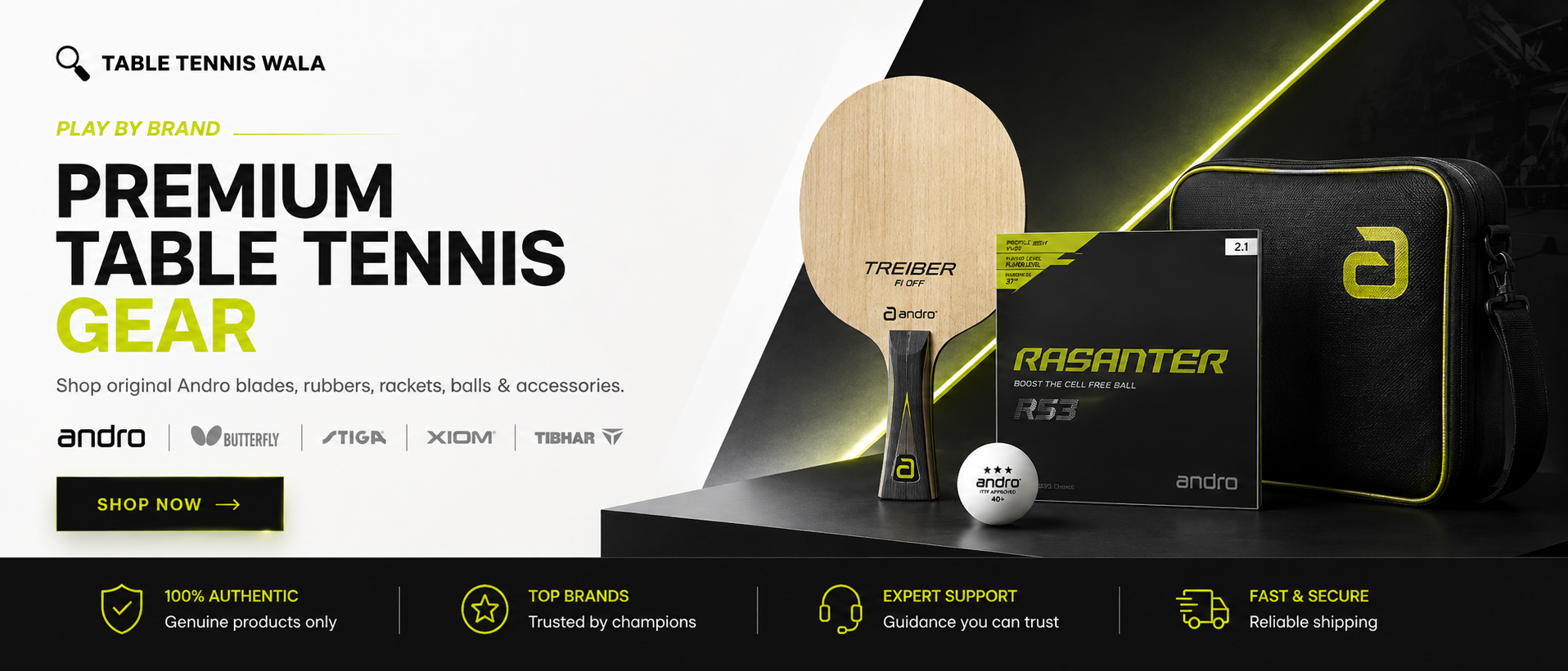 Andro premium table tennis gear banner