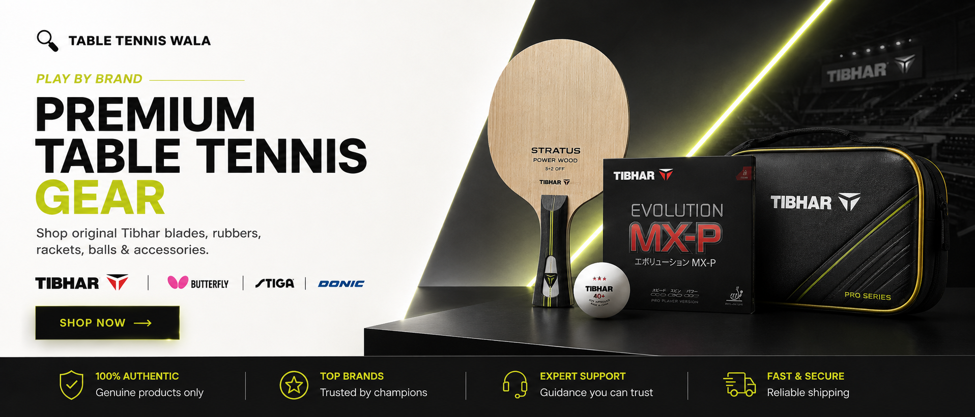 Tibhar premium table tennis gear banner